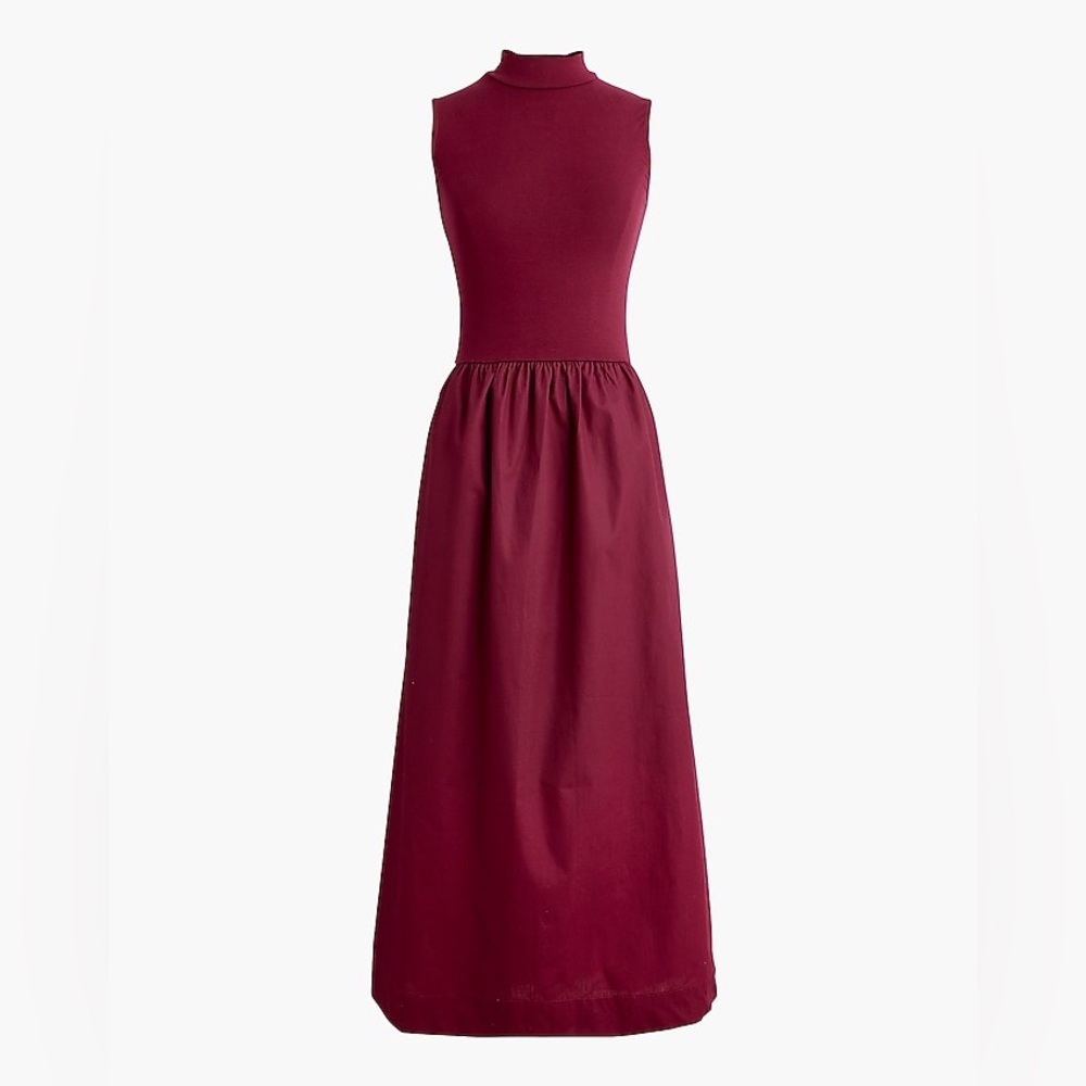 J.Crew Mockneck knit mixed-media dress in burgundy size L